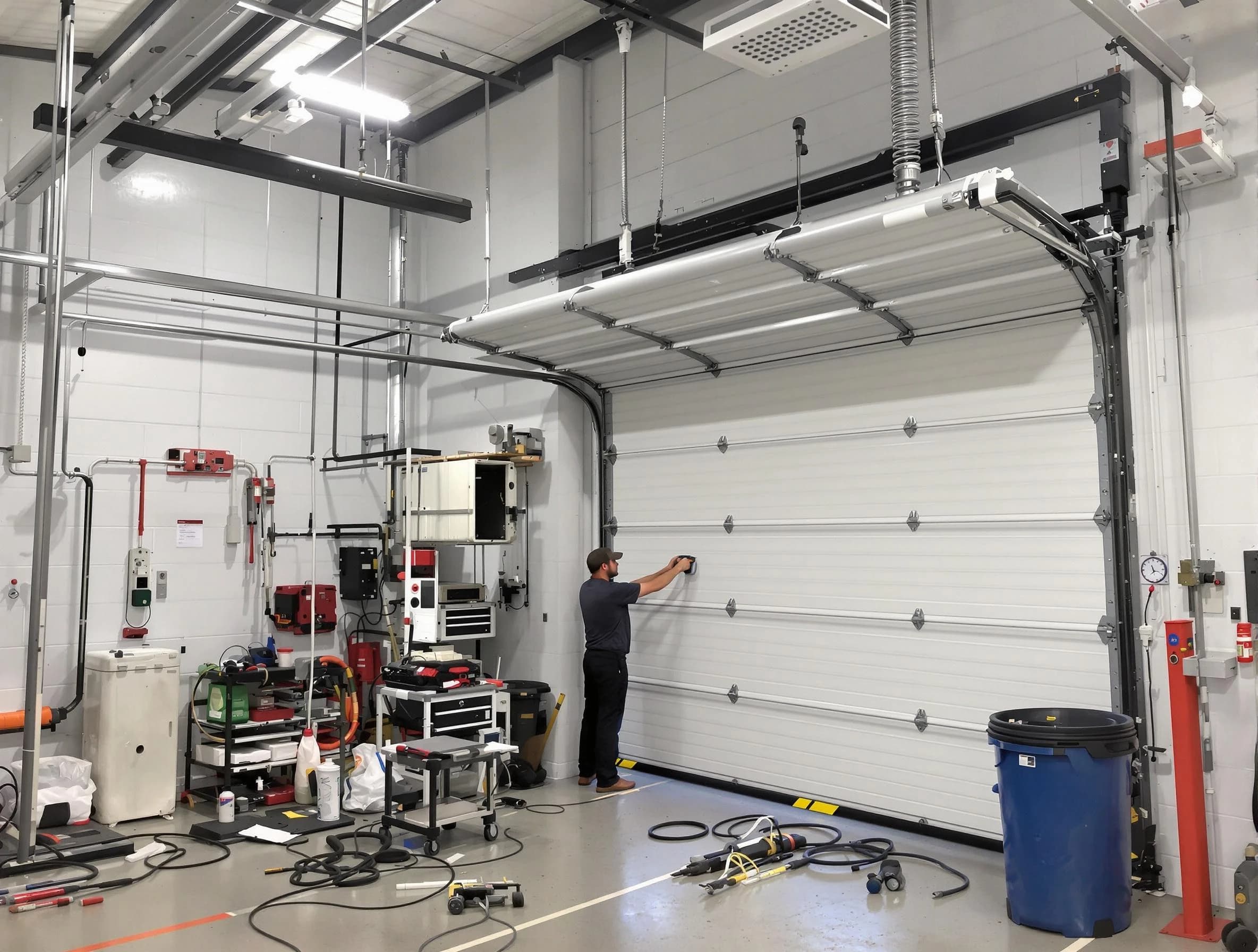 Ken Caryl Garage Door Repair certified technician performing commercial door repair at a Ken Caryl business facility