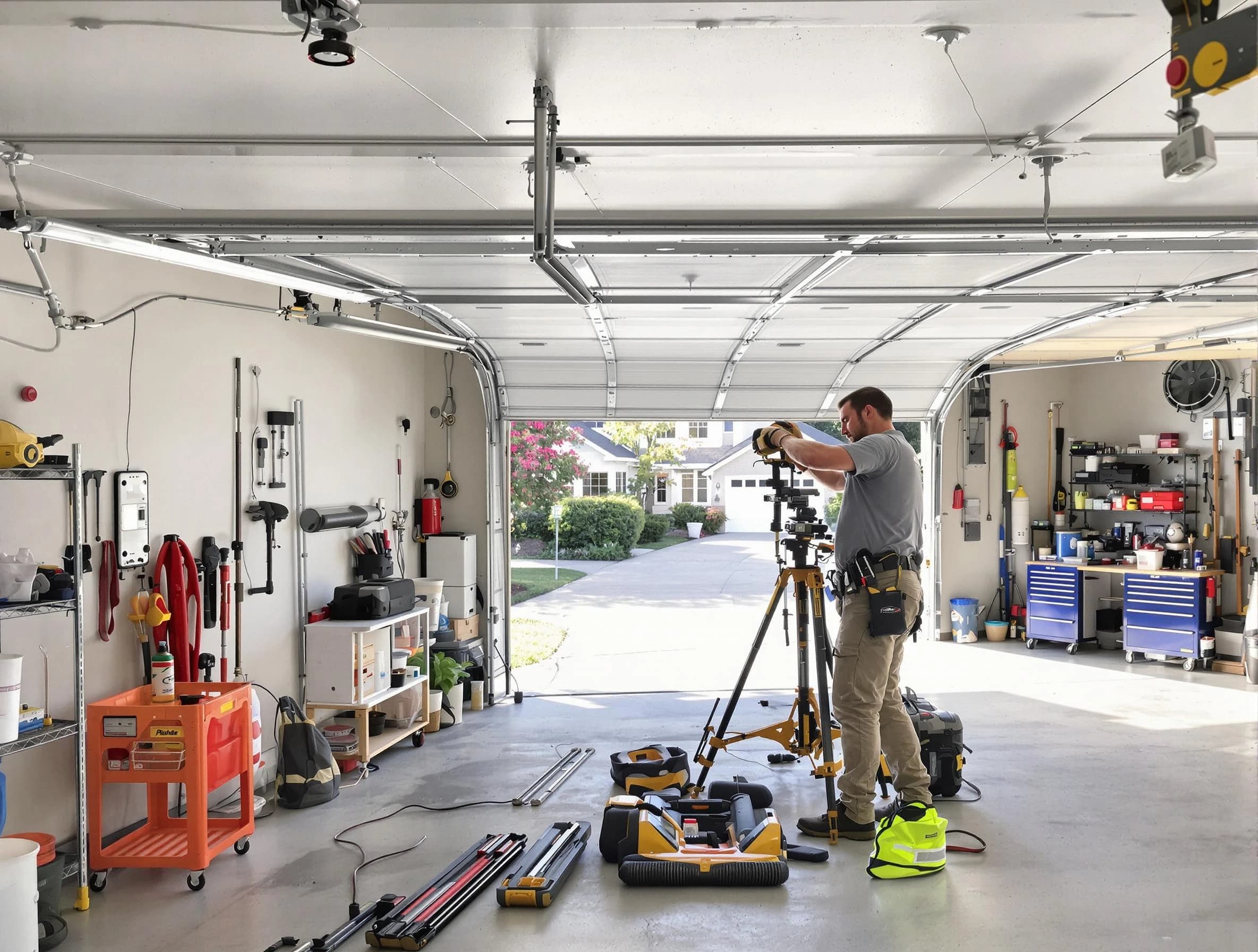 Ken Caryl Garage Door Repair specialist performing laser-guided track alignment in Ken Caryl